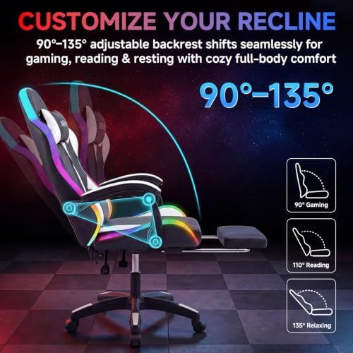 Gaming Chair with RGB LED Lights, Ergonomic Video Game Chair