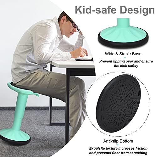 Giantex Wobble Stools for Classroom Seating, Wiggle Stool with Adjustable Height, 24 Inch Active Learning Stool, Sitting Balance Chair for School, Office Stand Up, Flexible Seating Wobble Chair(Green)
