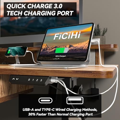 FiCiHi 55x30Inch Standing Desk with Drawers,Electric Height Adjustable Desk