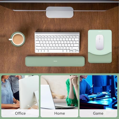 MOSISO Ergonomic Keyboard & Mouse Pad Wrist Rest Set, Antique Green