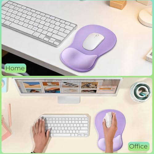 Gel Wrist Rest Mouse Pad, Ergonomic Mousepad with Wrist Support, Relieve Wrist Pain, Gaming Mousepad with Concave Design Cushion & Non-Slip PU Base, for Home Office Laptop Computer, Purple