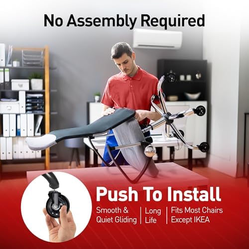 RIVEDA Office Chair Caster Wheels Set of 5 - Smooth 3 inch Heavy-Duty Replacement Rubber Wheels for Gaming & Desk Chair - Easy to Install, Suitable for Hardwood Floors, Carpet, Tiles (Black)