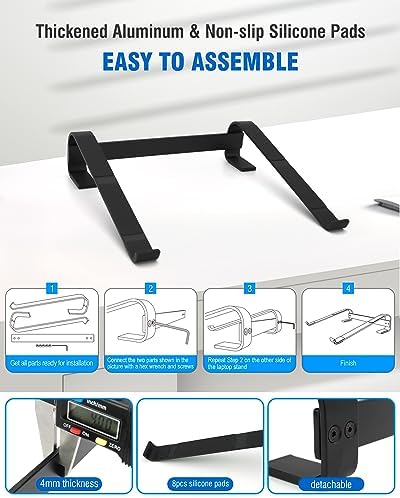 Laptop Stand for Desk, Ventilated Aluminum Laptop Riser, Black