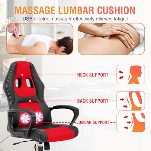 NChanmar Computer Gaming Red Chair Ergonomic High-Back Office Chair