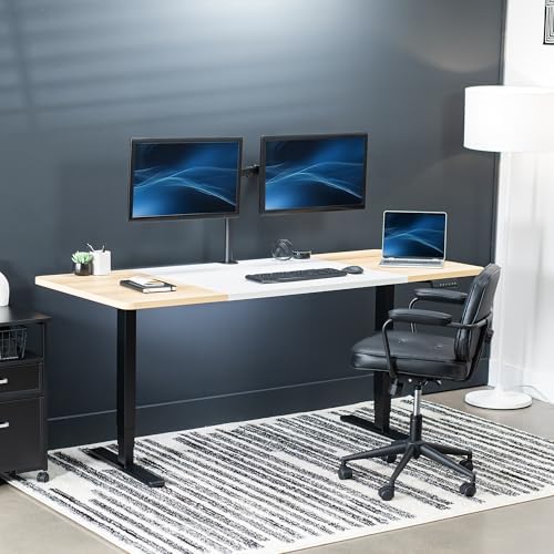 VIVO White/Light Wood 71 x 30 in Standing Desk, DESK-KIT-2B7WC