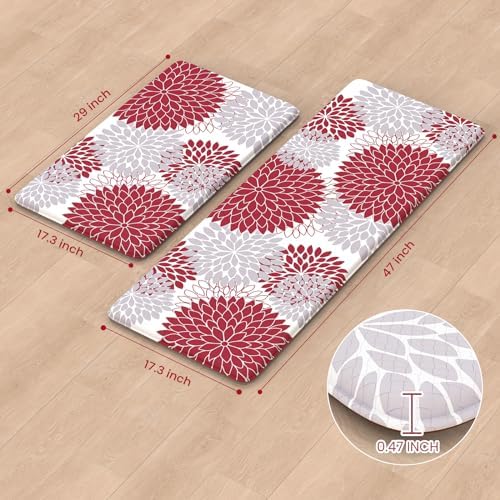 KIMODE Anti Fatigue Kitchen Mats for Floor 2PCS Cushioned Standing Mats