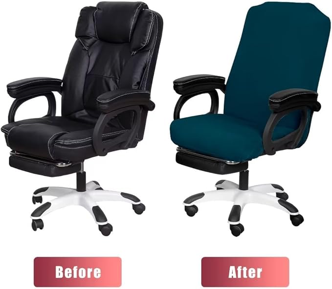 SARAFLORA Office Chair Cover, Stretchable Desk Cover Removable Computer for with Zipper Universal Spandex Rotating Anti-dust Slipcover,Sapphire, Large | 2PCS (BGYT-L2-Sapphire)