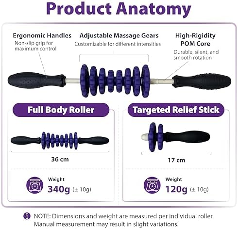 ONIPAX 3-in-1 Muscle Roller Stick - Adjustable Deep Tissue Massage Tool