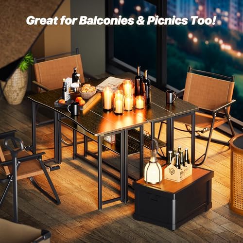 Huuger Folding Desk with Storage Shelf, 39.3 Inch Foldable Computer Table