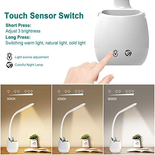 ERAY LED Desk Lamp with Pen Holder for Home Office Dorm, Touch Dimmable