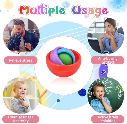 Fidget Toy for Adults, Colorful Sensory Toys for Teens 8-12, Easter Basket Stuffers Gift Ideas for Boys Girls Teens Kids, ADHD Autism Quiet Stress Relief Finger Toy Hand Fidget Spinner