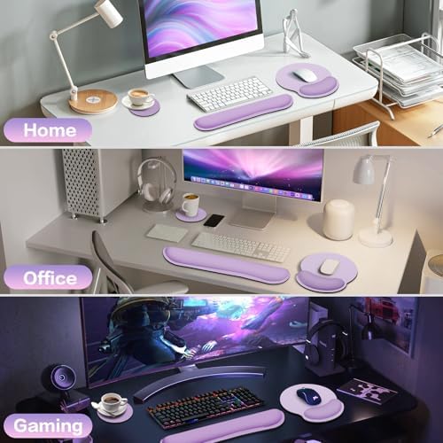 Mouse Pad with Wrist Rest Set, 3-in-1 Wrist Support Mousepad