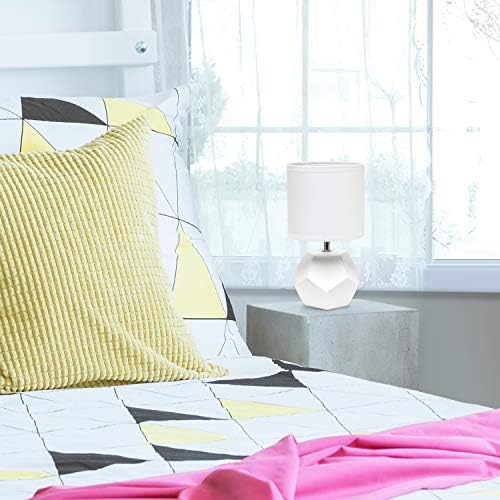 Simple Designs LT2065-WHT Round Prism Mini Table Lamp with Matching Fabric Shade, White (Pack of 24)