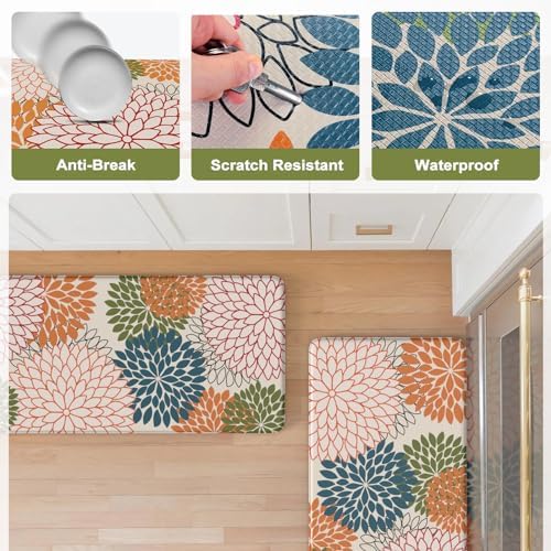 KIMODE Anti Fatigue Kitchen Mats for Floor 2PCS, Cushioned Standing Mats