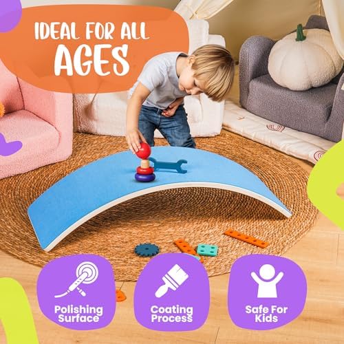Ultimate Wooden Wobble Balance Board for Kids by bagacootha – Wooden Toddler Toys & Kids Rocker for Endless Play & Imagination | 32" Wobble Balance Board with Felt Base.