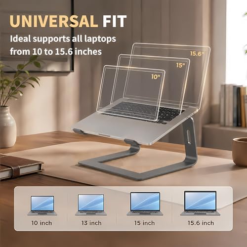 Orionstar Ergonomic Laptop Stand, Aluminum Riser, 10-15.6", Grey