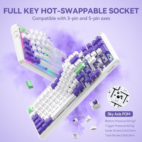 TECKNET Mechanical Keyboard,Tri-Mode Hot Swappable 96% Compact Keyboard
