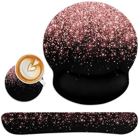 Britimes Ergonomic Mouse Pad Set with Wrist Rest, Rose Gold