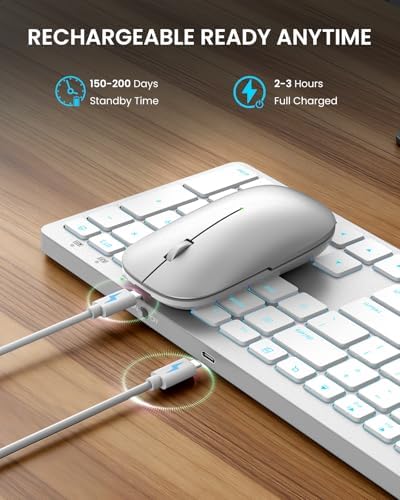 SABLUTE Bluetooth Keyboard and Mouse for Mac, Multi-Device, 7-Color Backlit