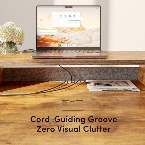 CubiCubi 48 x 24 Inch Electric Standing Desk with 2 Drawers, Brown