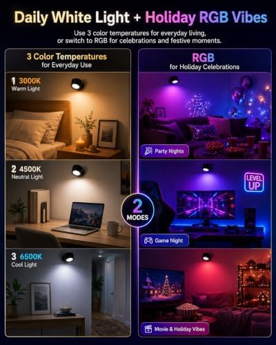 RGB Wall Sconces, Rechargeable Magnetic Lights with Remote, 3 Pack