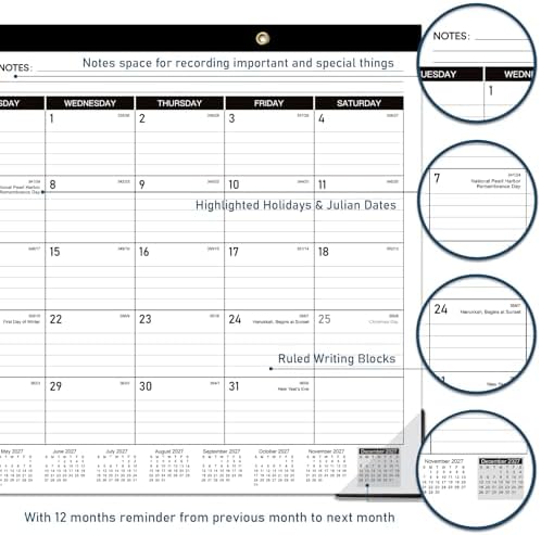 2027 Desk Calendar - JAN 2027 - DEC 2027, 12 Month Large Desk Calendar 2027