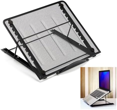 Dunzoom 1 Pc Mesh Laptop Stands 10 Levels Large Adjustable Laptop Riser Holder Computer Stand for Desk Cooling Ventilated Universal Lightweight Ergonomic Tray for Diamond Painting Reading