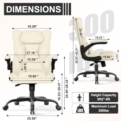 Executive Office Chair Flip Up Arms Lumbar Support Home Office Desk Chair