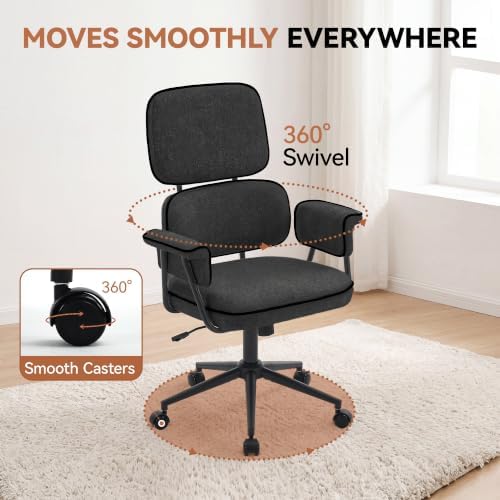 Ergonomic Office Chair, Mid Century Modern Desk Chair, Vintage Dark Grey