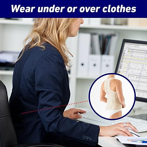 Neo-G Dorsolumbar Support Brace - Back Support For Early Kyphosis, Rounded Shoulders, Posture Correction, Muscular Aches, Lumbar Support - Fully Adjustable - Class 1 Medical Device - Medium - Tan