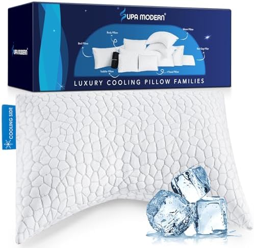 Side Sleeper Pillow for Neck and Shoulder Pain Relief, Cervical Neck Support Pillow for Side Sleepers, Cooling Shredded Memory Foam Pillows for Hot Back Sleepers, Adjustable Curved Queen Bed Pillows