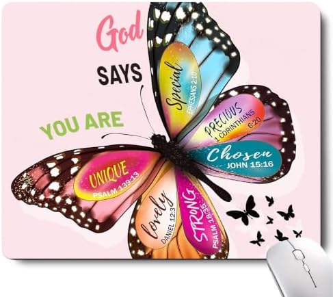 Pink Butterfly DOD Says You are Special Mouse Pad, Cute Mouse Pads Desk Pad for Desk with Non-Slip Rubber Base