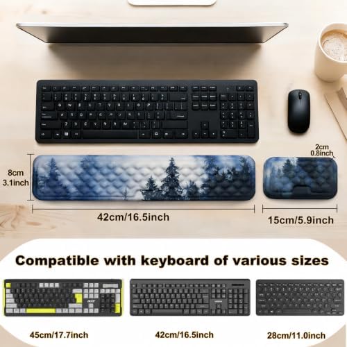 Keyboard Wrist Rest Mouse Wrist Support, Memory Foam Wrist Rest Pad for Computer Laptop, Ergonomic Wrist Cushion Support for Typing Pain Relief, Gaming Home Office, Forest
