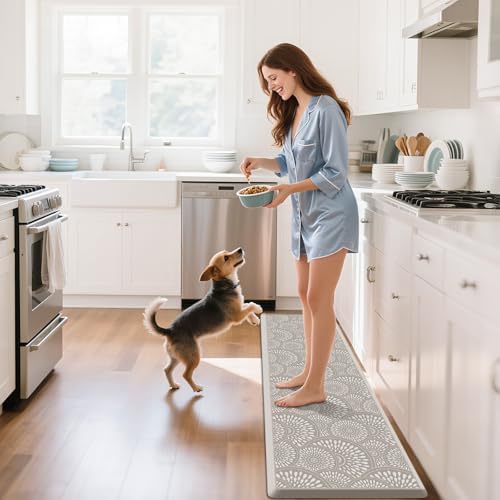Mattitude Kitchen Mat, 17.3x60in Heavy Duty Ergonomic Comfort Foam Standing Desk Mat, Waterproof Non-Slip Standing Mats and Rugs for Kitchen, Office, Laundry, Khaki