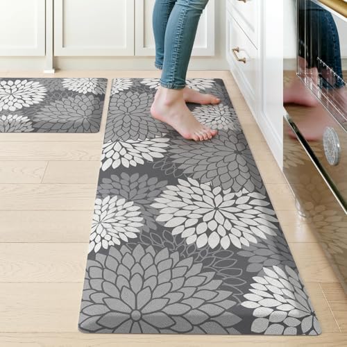 KIMODE Anti Fatigue Mats for Kitchen Floor Cushioned Kitchen Rugs Sets of 2