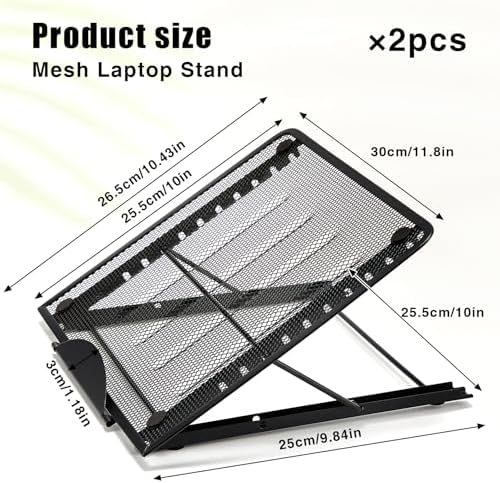 Dunzoom 2 Pcs Mesh Laptop Stands 10 Levels Large Adjustable Laptop Riser Holder Computer Stand for Desk Cooling Ventilated Universal Lightweight Ergonomic Tray for Diamond Painting Reading