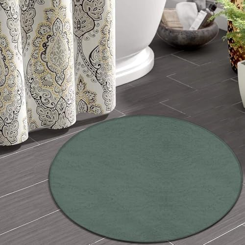 Room Sofa Yoga Soft Round Carpet, Home Decor Non Slip Kitchen Office Circle Rug, Machine Washable Modern Round Area Rug Green, 36inch
