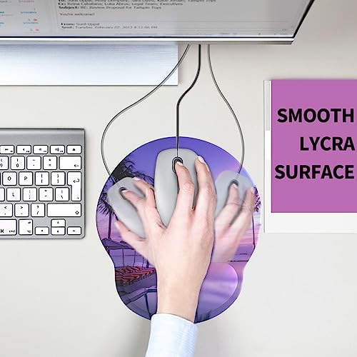 eulps Mouse Pad with Wrist Rest, Comfortable Computer Mousepad with Gel Wrist Support Smooth Surface and Non-Slip PU Base for Pain Relief, Laptop, Office & Home (Mauve Twilight)