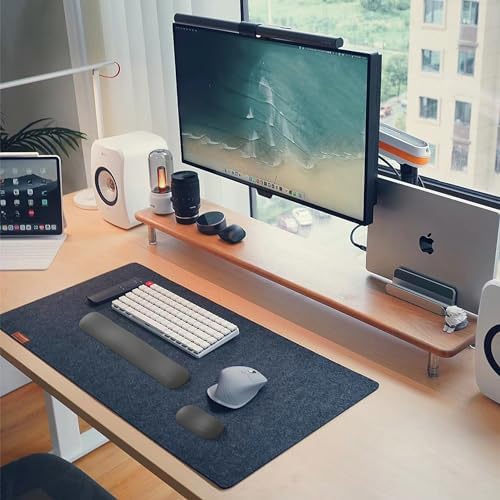 UnivoColors Design-Medium Wave Keyboard Wrist Rest of Medium, Artificial Sheepskin+Memory Foam+Ergonomic+Anti-Slip Gel, Resilience Support During Work and Gaming,Keyboard Accessory,Tangerine