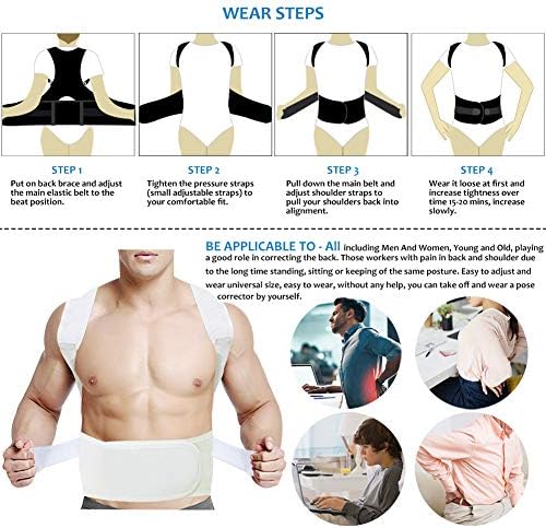 Thoracic Back Brace Posture Corrector - Magnetic Support for Neck Shoulder Upper and Lower Back Pain Relief - Perfect Posture Brace for Cervical Lumbar Spine - Fully Adjustable Belt (Beige, XX-Large)
