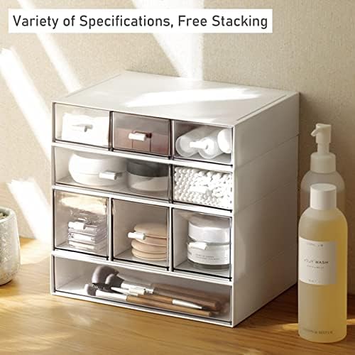 Desk Drawer Organizer, Stackable Storage Drawers, Plastic Compact Desk Storage Box Great for Office School Home Small Space - Large 3 Drawers (White)