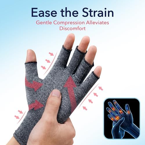 Dr. Arthritis Compression Arthritis Glove Set of 3 with Wrist Brace, Comfortable Fingerless Carpal Tunnel Hand Gloves for Women Night Support, Pain Relief for Rheumatoid Arthritis, Work, Typing - Large