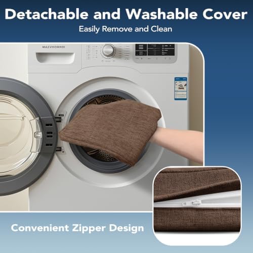 Chair Cushions for Dining Chairs, Non Slip Chair Pads with Ties and Washable Covers, Memory Foam Kitchen Chair Cushions Set of 8, 16"X16"X2.5", Brown