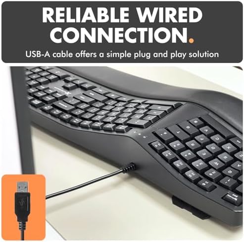 X9 Wired Ergonomic Keyboard with Cushioned Wrist Rest - Type Comfortably Longer - USB Wired Split Keyboard for Laptop, PC & Chrome Computer with 110 Ergo Keys & 5ft Cable