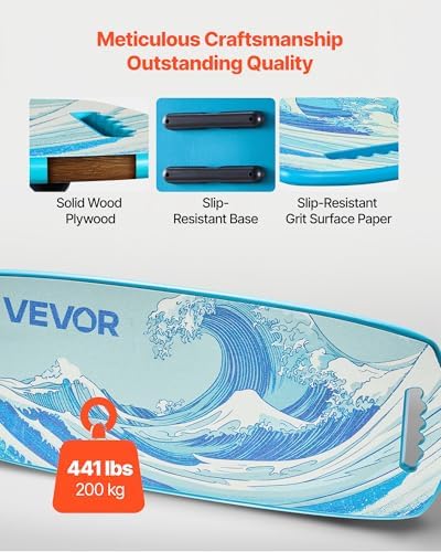 VEVOR Balance Board, 2-in-1 Wobble Board Trainer for Adults, Premium Wooden Balance Training Equipment, with Roller, Magnetic Stoppers, Storage Rack, for Core Workouts, Surf Trainer & Physical Therapy