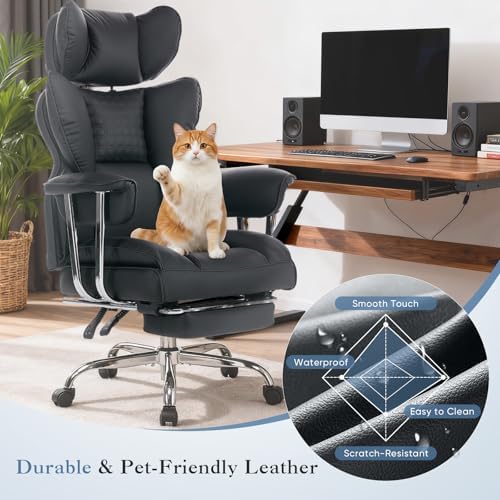 DUMOS Big and Tall Home Office Desk Chair, Executive Chair with Footrest