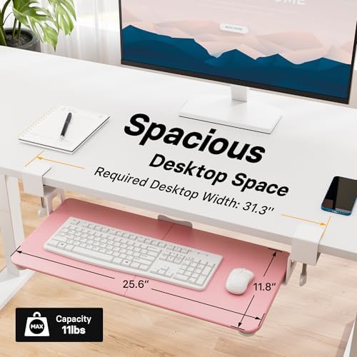 BONTEC Under Desk Keyboard Tray, Pull-Out Keyboard & Mouse Platform