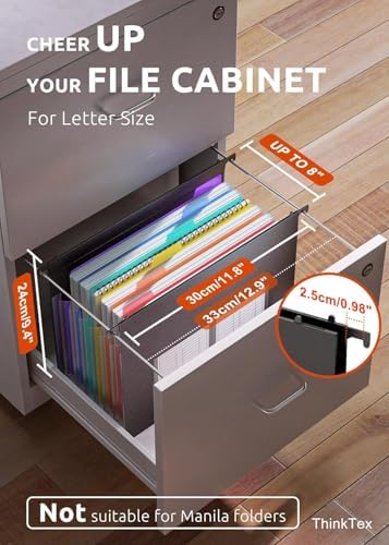 ThinkTex Plastic Expanding Hanging File Folders, 7 * 1.2" Accordion Pockets