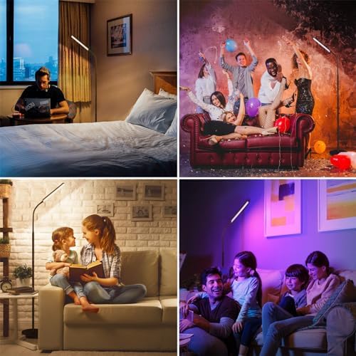Dimunt LED Floor Lamp, Stepless Adjustable 3000K-6000K Colors, RGB