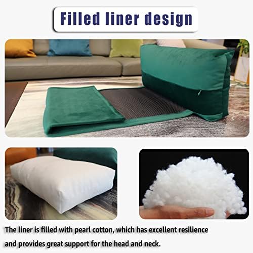 Velvet Recliner Headrest Pillow, Non-Slip Neck Support, Green